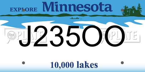 J235OO Minnesota License Plate