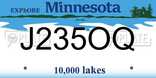 J235OQ Minnesota License Plate