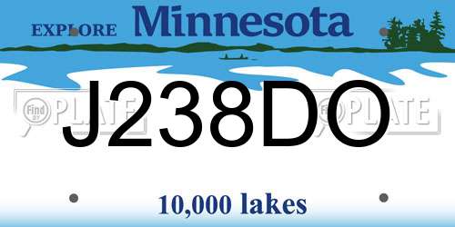 J238DO Minnesota License Plate