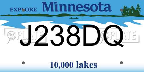 J238DQ Minnesota License Plate