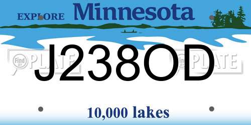 J238OD Minnesota License Plate