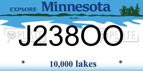 J238OO Minnesota License Plate