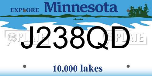 J238QD Minnesota License Plate