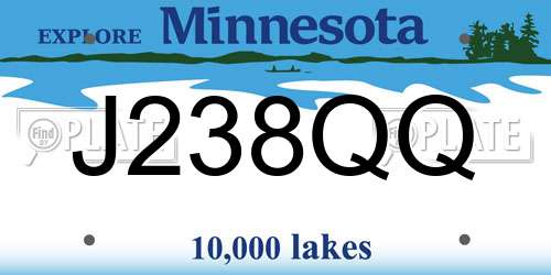 J238QQ Minnesota License Plate