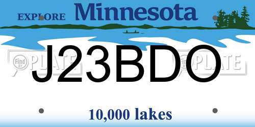 J23BDO Minnesota License Plate