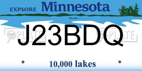 J23BDQ Minnesota License Plate