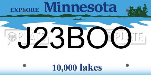 J23BOO Minnesota License Plate
