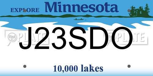 J23SDO Minnesota License Plate