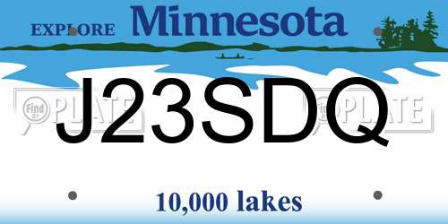 J23SDQ Minnesota License Plate