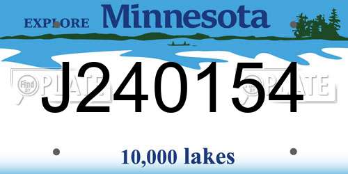 J240154 Minnesota License Plate