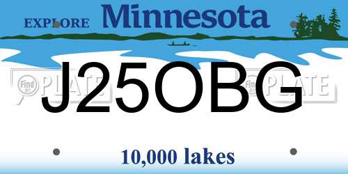 J25OBG Minnesota License Plate