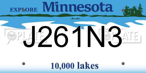 J261N3 Minnesota License Plate