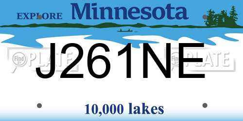 J261NE Minnesota License Plate