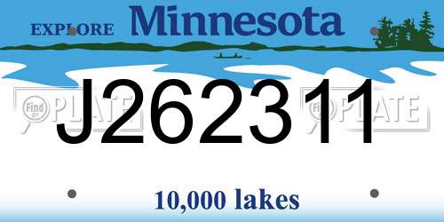 J262311 Minnesota License Plate