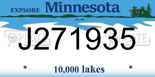 J271935 Minnesota License Plate