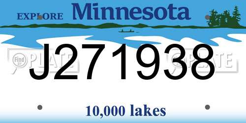 J271938 Minnesota License Plate