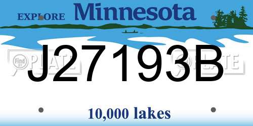 J27193B Minnesota License Plate