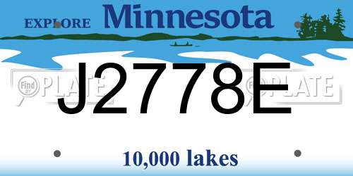 J2778E Minnesota License Plate