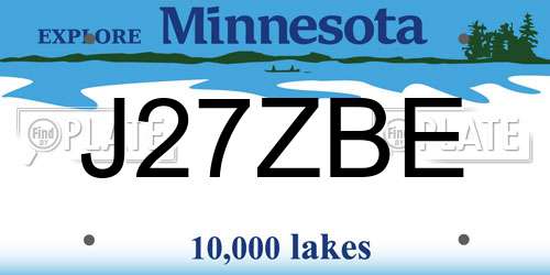 J27ZBE Minnesota License Plate