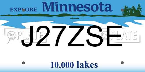 J27ZSE Minnesota License Plate