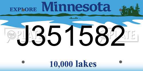 J351582 Minnesota License Plate