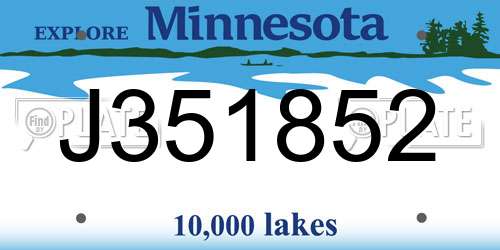 J351852 Minnesota License Plate