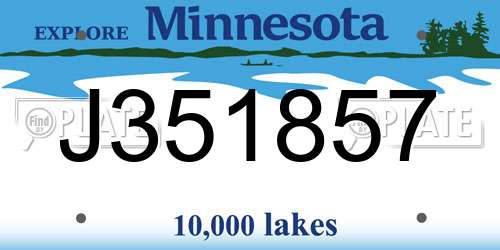 J351857 Minnesota License Plate