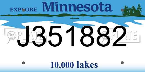 J351882 Minnesota License Plate