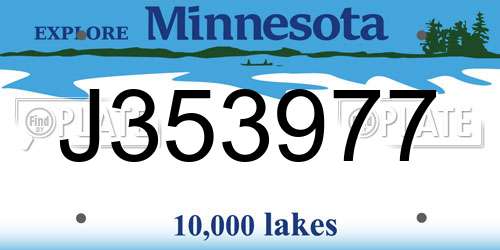 J353977 Minnesota License Plate