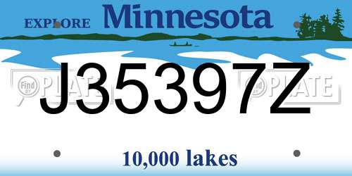 J35397Z Minnesota License Plate