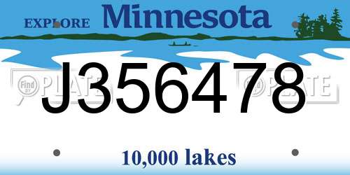 J356478 Minnesota License Plate