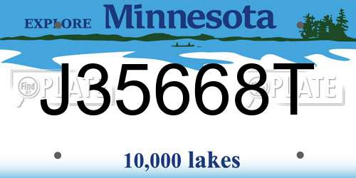 J35668T Minnesota License Plate