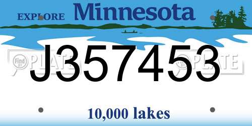 J357453 Minnesota License Plate