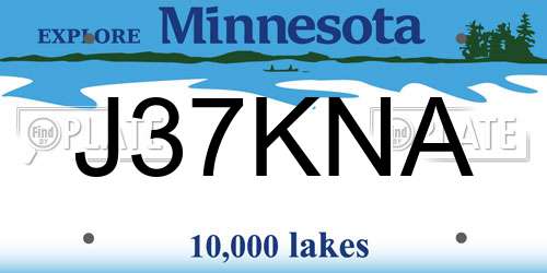 J37KNA Minnesota License Plate