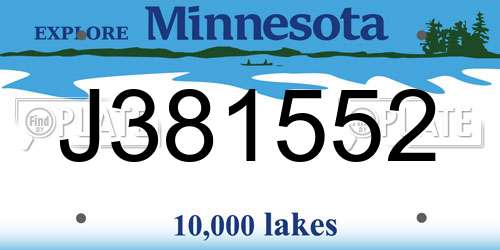 J381552 Minnesota License Plate