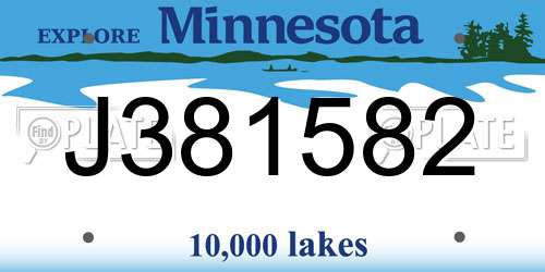 J381582 Minnesota License Plate