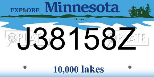 J38158Z Minnesota License Plate