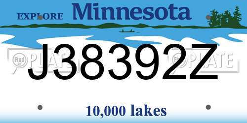 J38392Z Minnesota License Plate