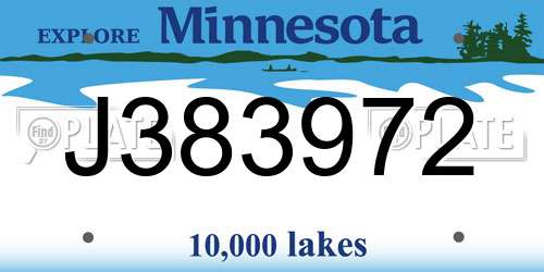 J383972 Minnesota License Plate