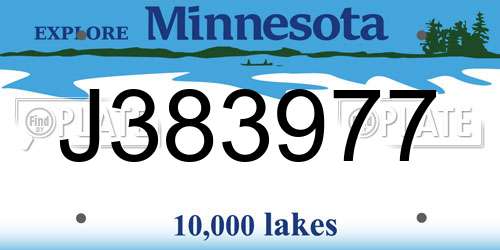 J383977 Minnesota License Plate