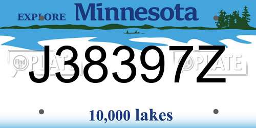 J38397Z Minnesota License Plate