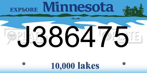 J386475 Minnesota License Plate