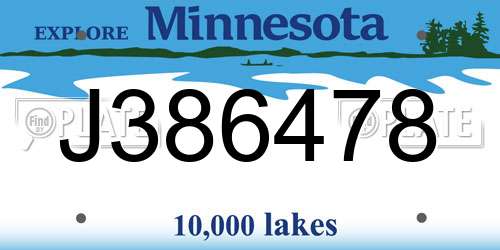 J386478 Minnesota License Plate