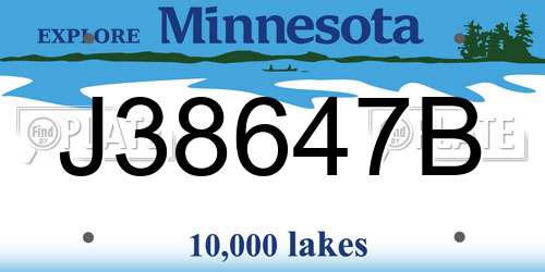 J38647B Minnesota License Plate
