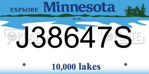 J38647S Minnesota License Plate