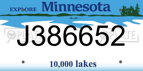 J386652 Minnesota License Plate