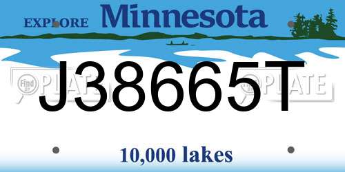J38665T Minnesota License Plate