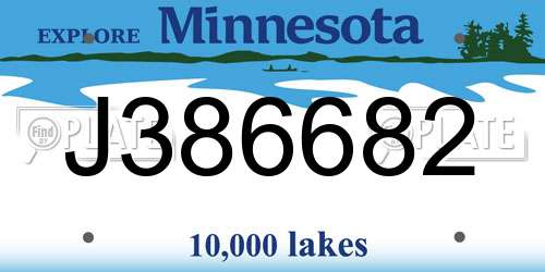 J386682 Minnesota License Plate