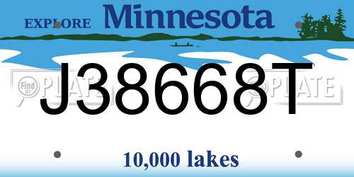 J38668T Minnesota License Plate