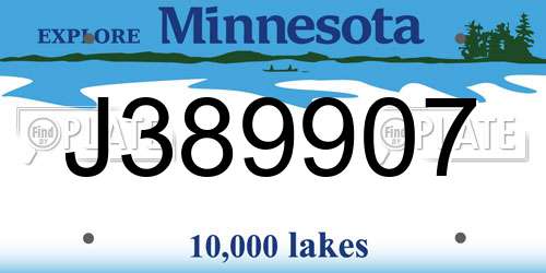 J389907 Minnesota License Plate